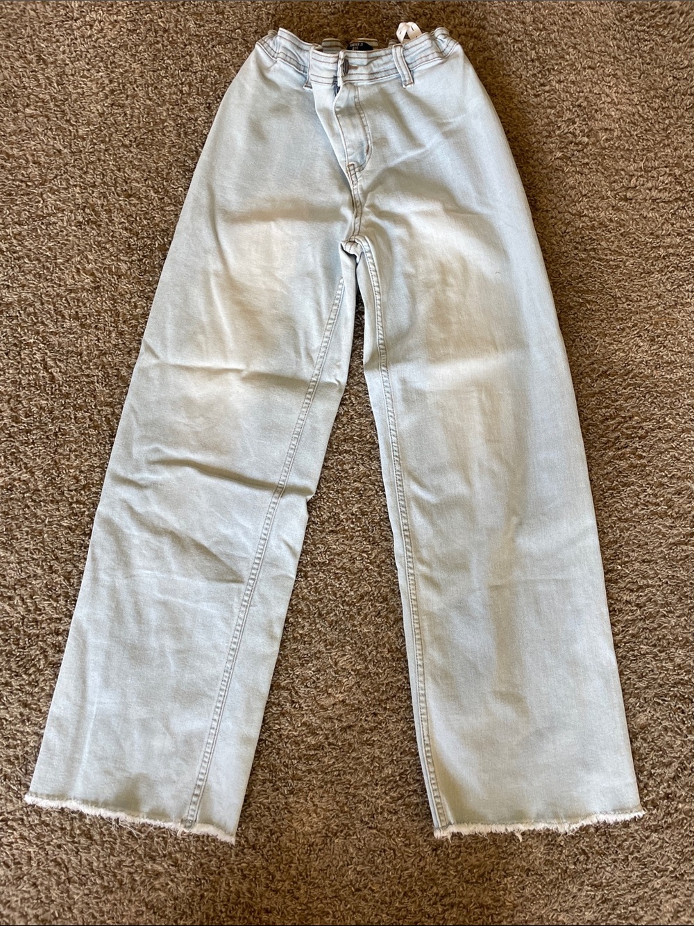 Forever 21 Light Blue High-Rise Wide Leg kids Jeans with Frayed Hem size 13/14